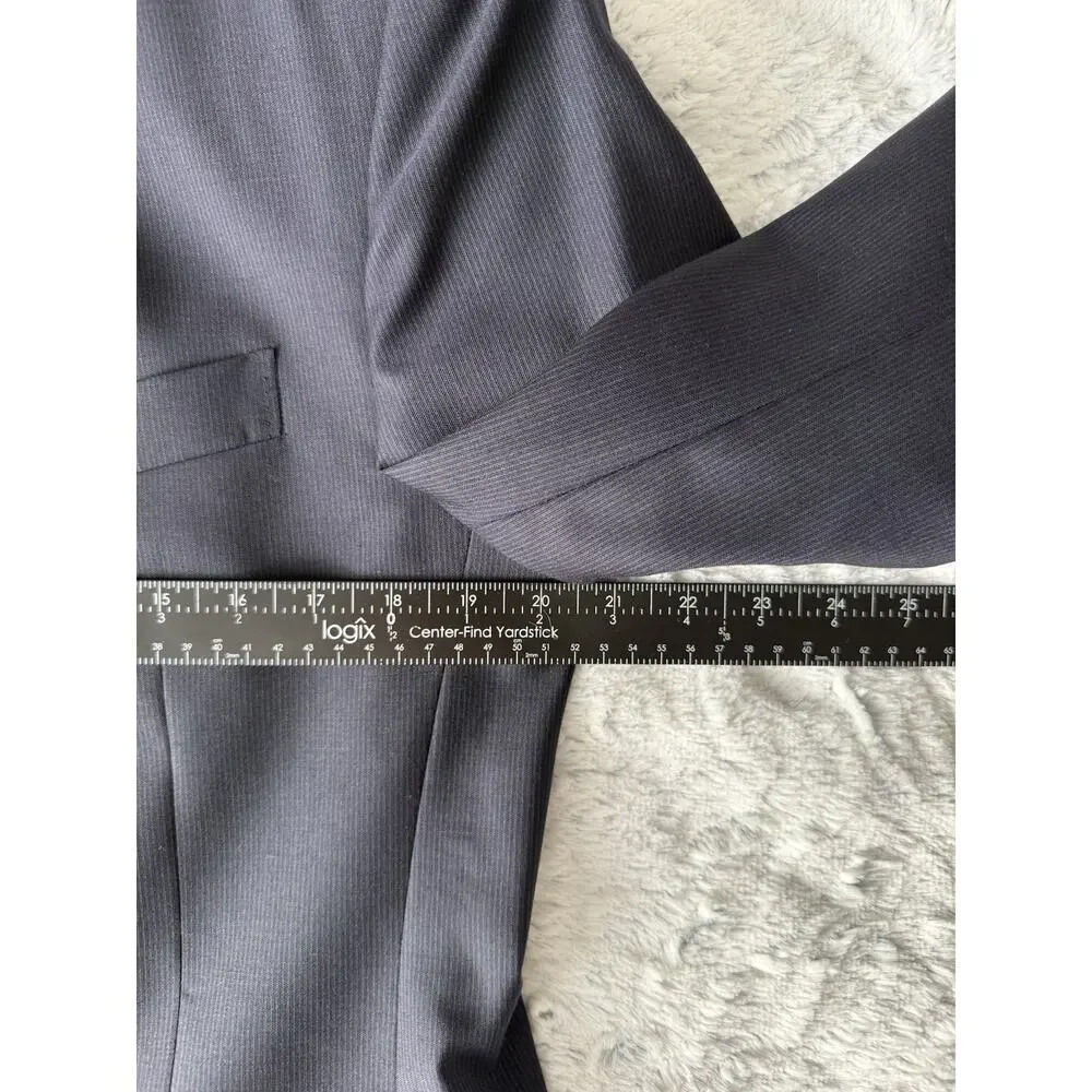 Bachrach Men’s Wool Suit 40 Navy Pinstripe Blazer Pants Made In Italy Classic